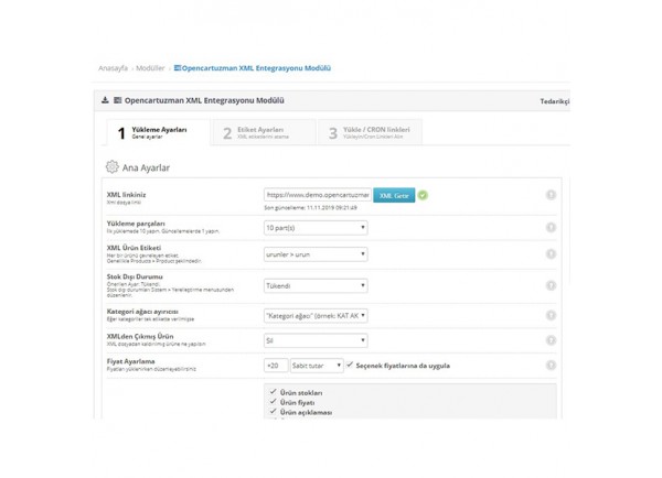 Opencart XML Entegrasyonu Modülü